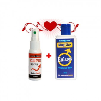 Spray pentru întârzierea ejaculării Cupid Spray + Gel pentru mărirea penisului Enlargo